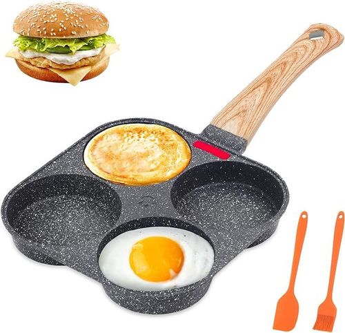Egg Pan, 4 Cup Egg Pans Nonstick, Healthy Breakfast Pancake Pan, Aluminum Omelette Pan, Easy Clean Small Egg Frying Pan, Fried Egg Cooker Suitable for Gas Stove & Induction Cookware