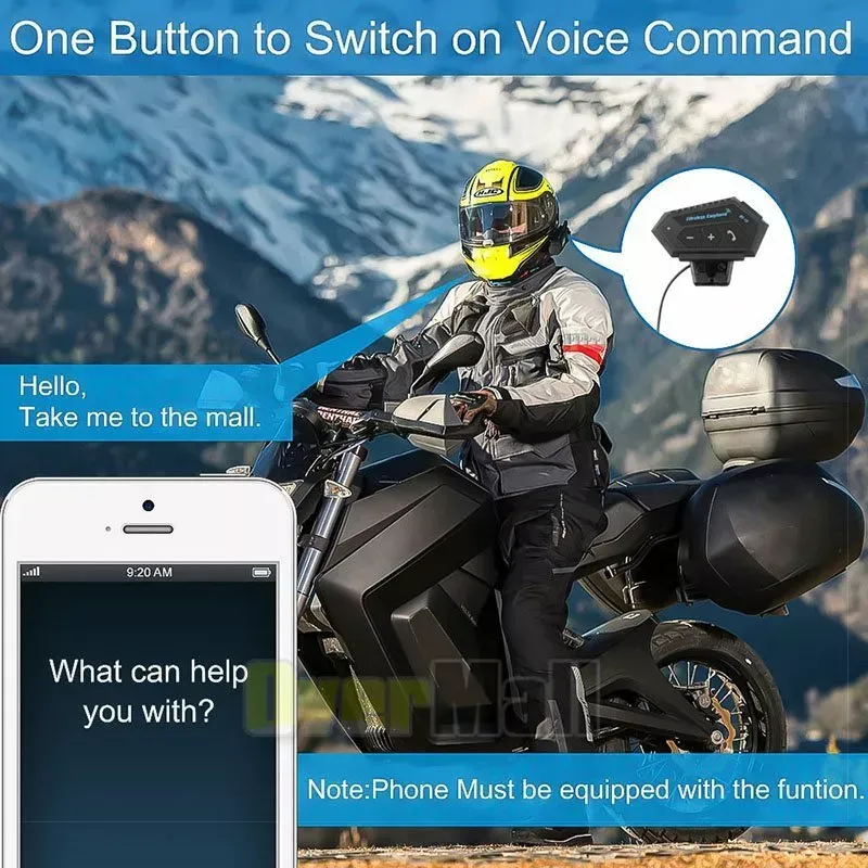 Motorcycle BT 5.0 Helmet Headset Wireless Hands-free call Kit Stereo Anti-interference Waterproof Music Player Speaker