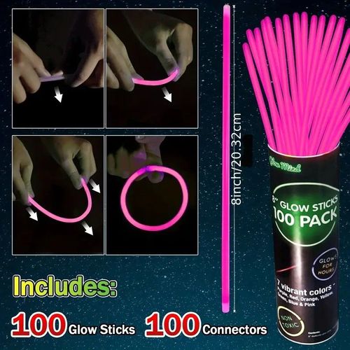 100 Pcs of 8in Glow Sticks Party Pack