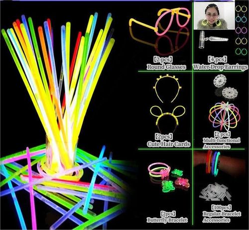 100 Pcs of 8in Glow Sticks Party Pack