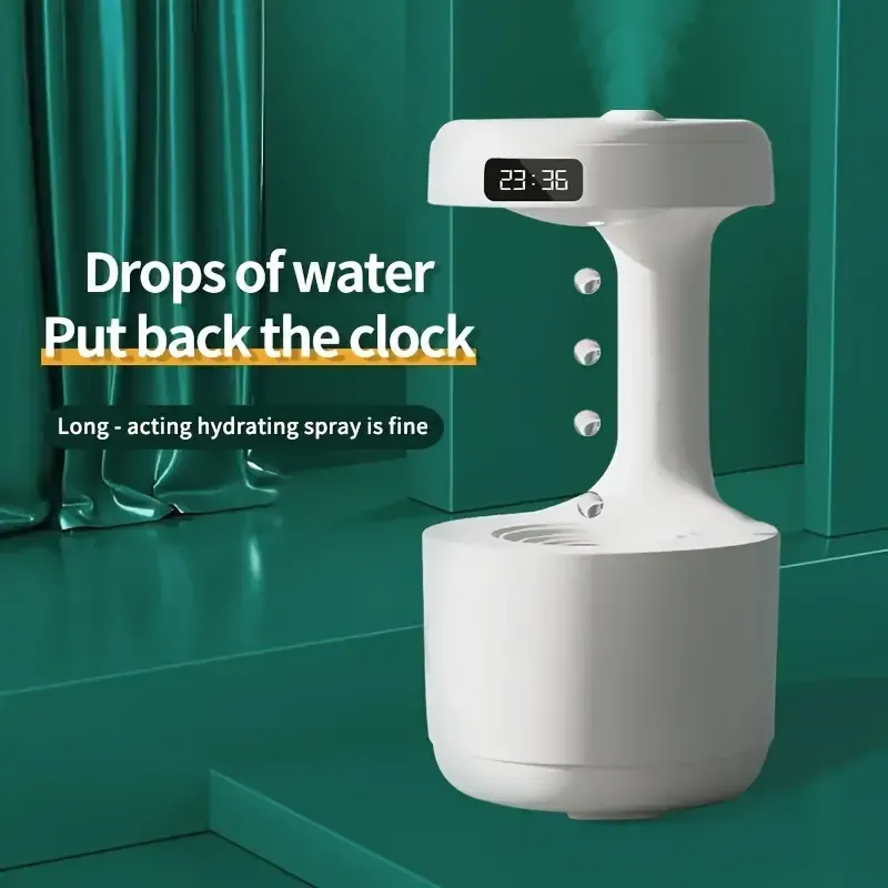 Super visual creative black technology backflow anti-gravity water drop humidifier for home office desk