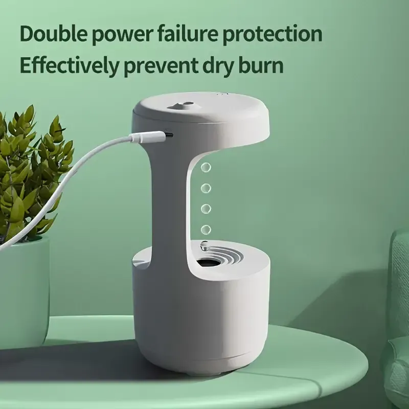 Super visual creative black technology backflow anti-gravity water drop humidifier for home office desk