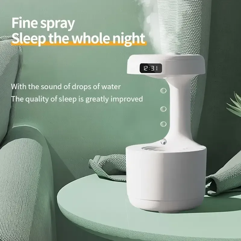 Super visual creative black technology backflow anti-gravity water drop humidifier for home office desk