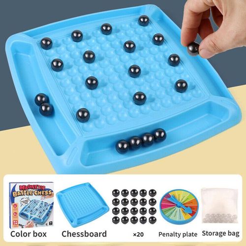 The 2024 New Magnetic Chess Set has a Magnetic Board Game with Stones, Plastic Chessboard, and String, which is a Strategy Game for Kids and Adults as a Family or Party Game