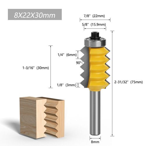 Drill Bit 8mm Shank Tenon Woodwork Cone Tenoning Bit Finger Joint Glue Milling Cutter Raised panel V joint Router Bits