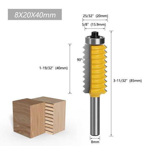 Drill Bit 8mm Shank Tenon Woodwork Cone Tenoning Bit Finger Joint Glue Milling Cutter Raised panel V joint Router Bits