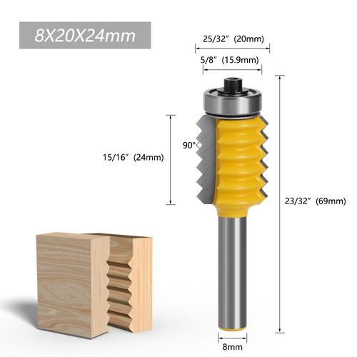 Drill Bit 8mm Shank Tenon Woodwork Cone Tenoning Bit Finger Joint Glue Milling Cutter Raised panel V joint Router Bits
