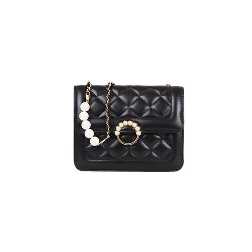 2024 Fashionable New Pearl Chain Bag Casual Shoulder Bag Solid Color Messenger Bag Diamond Small Square Bag Women's Bag