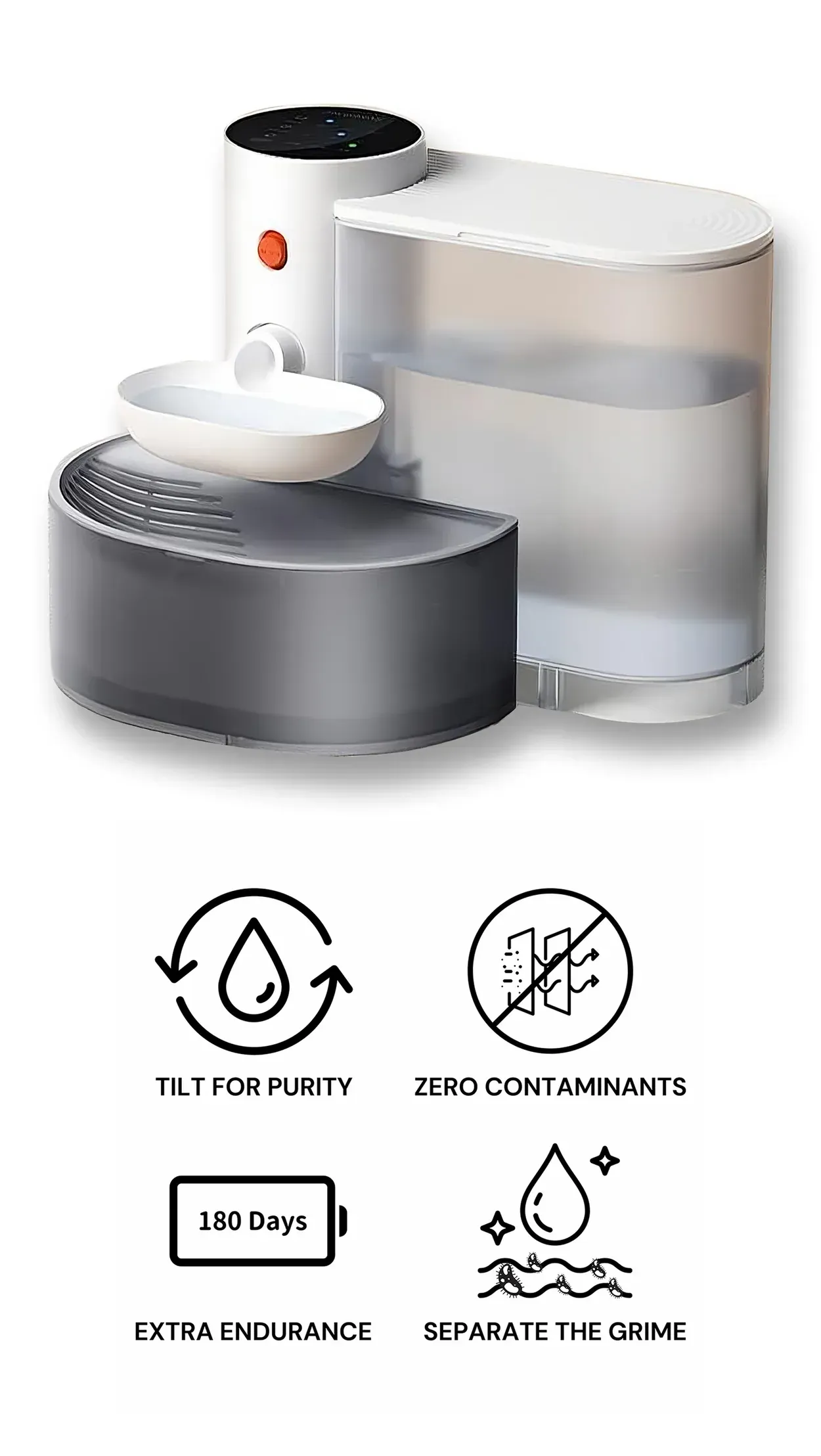 2025 Upgrade up to 180 days automatic wireless silent dumping pet water dispenser