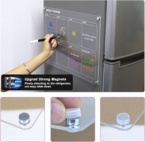 2 Pcs Acrylic Magnetic Refrigerator Stickers(Monthly+Weekly)