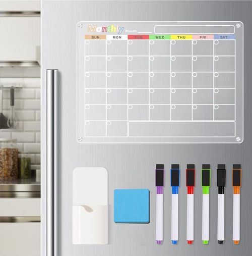 2 Pcs Acrylic Magnetic Refrigerator Stickers(Monthly+Weekly)