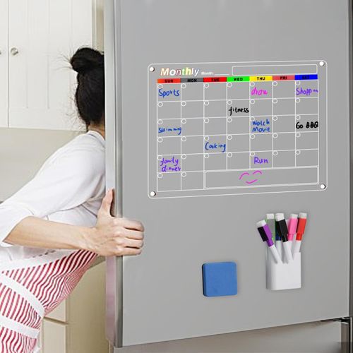 2 Pcs Acrylic Magnetic Refrigerator Stickers(Monthly+Weekly)