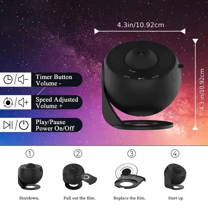 Globe Galaxy Starry Sky Lamp Free 13 Pieces of HD Film Bedroom Living Room Starry Sky Atmosphere Lamp Projector Lamp