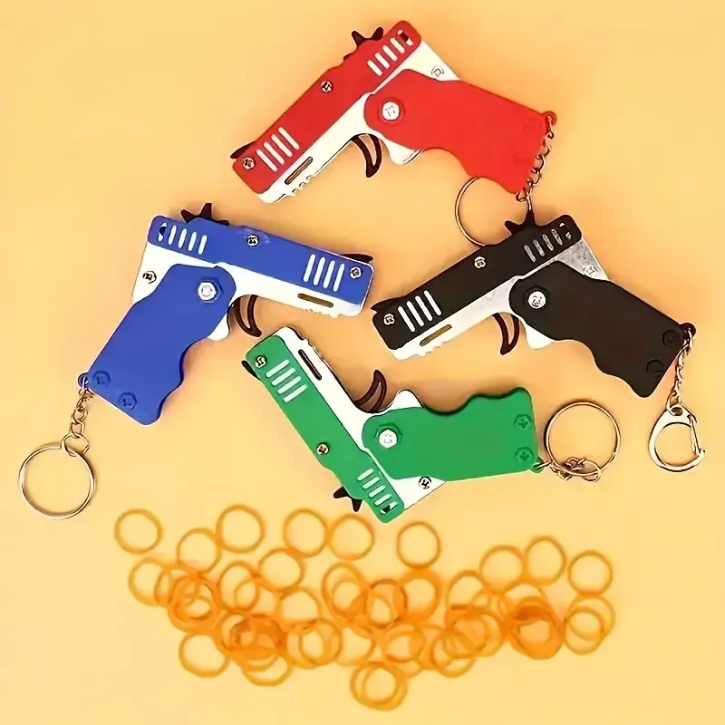 Folding rubber band gun children's soft bullet gun burst pistol rubber band model gun boy stall toy
