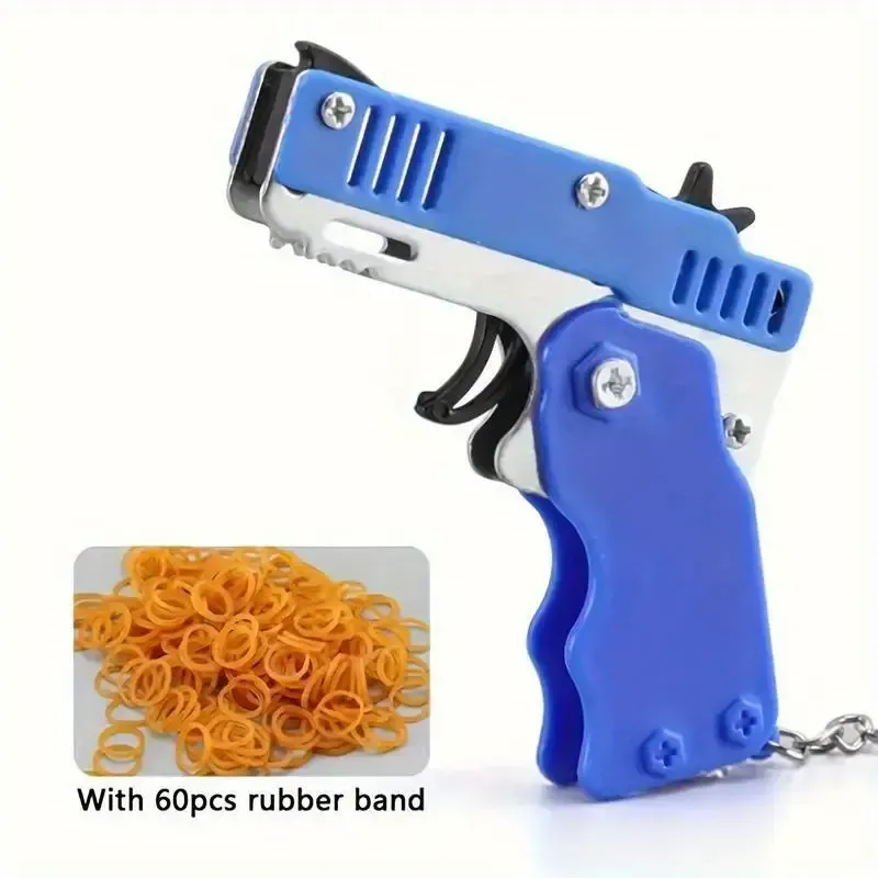 Folding rubber band gun children's soft bullet gun burst pistol rubber band model gun boy stall toy