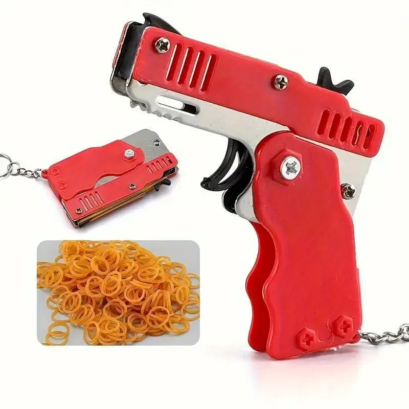 Folding rubber band gun children's soft bullet gun burst pistol rubber band model gun boy stall toy