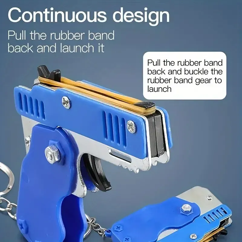 Folding rubber band gun children's soft bullet gun burst pistol rubber band model gun boy stall toy