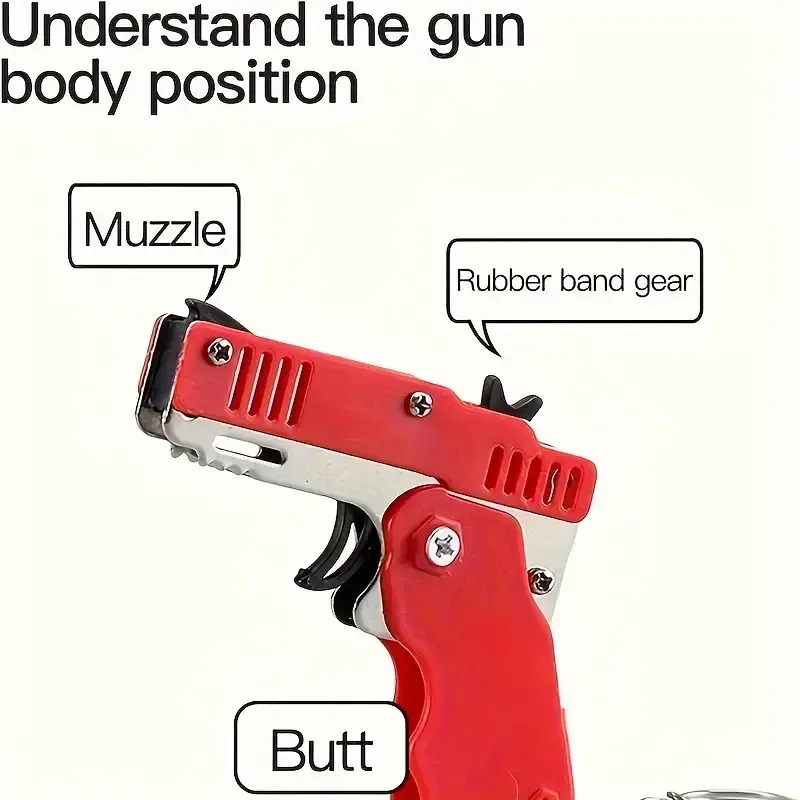 Folding rubber band gun children's soft bullet gun burst pistol rubber band model gun boy stall toy