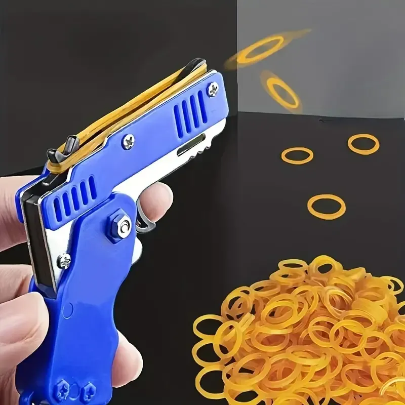 Folding rubber band gun children's soft bullet gun burst pistol rubber band model gun boy stall toy