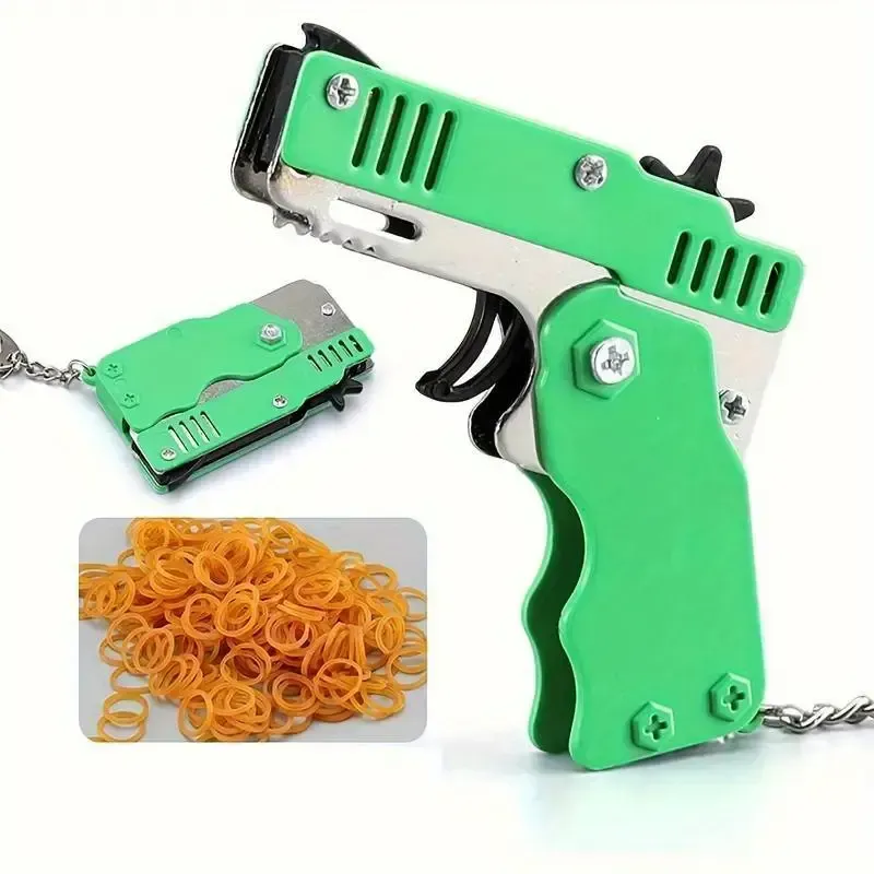 Folding rubber band gun children's soft bullet gun burst pistol rubber band model gun boy stall toy