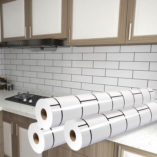 Kitchen Wall Stain Prevention Sheet Heat Resistant Sheet Waterproof Oil Proof Stain Resistant Wallpaper( 500x60CM)