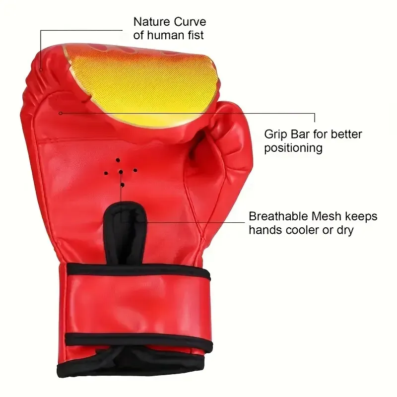 Boxing Sanda Gloves Training for Children and Teenagers Fighting Training Protective Gear Fitness One-time Forming Gloves Blue Flame Model Product Description