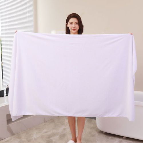Coral Fleece Bath Towel Beauty Salon Wool Washing Center Strong Water Absorbent Bed Massage Sheet Household Large Fleece, Peacock Blue, 90 * 190cm Medium Thickness