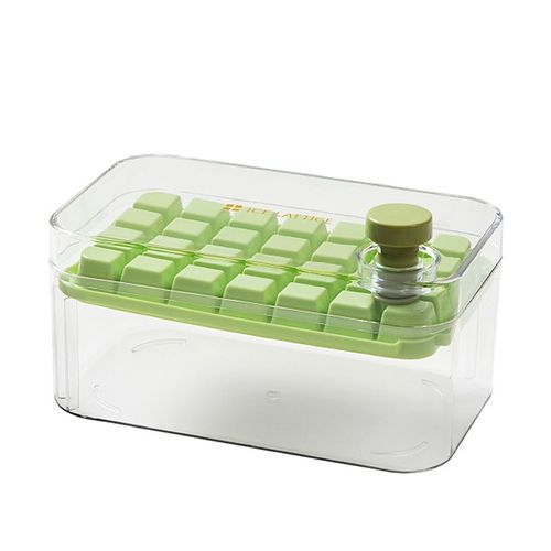 One-key demoulding ice tray ice storage box single and double layer press press ice box single square ice cube mold household storage box