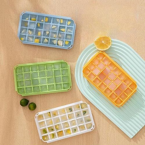One-key demoulding ice tray ice storage box single and double layer press press ice box single square ice cube mold household storage box