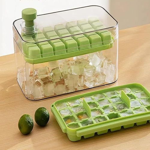 One-key demoulding ice tray ice storage box single and double layer press press ice box single square ice cube mold household storage box
