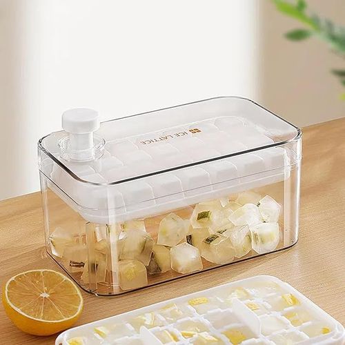 One-key demoulding ice tray ice storage box single and double layer press press ice box single square ice cube mold household storage box
