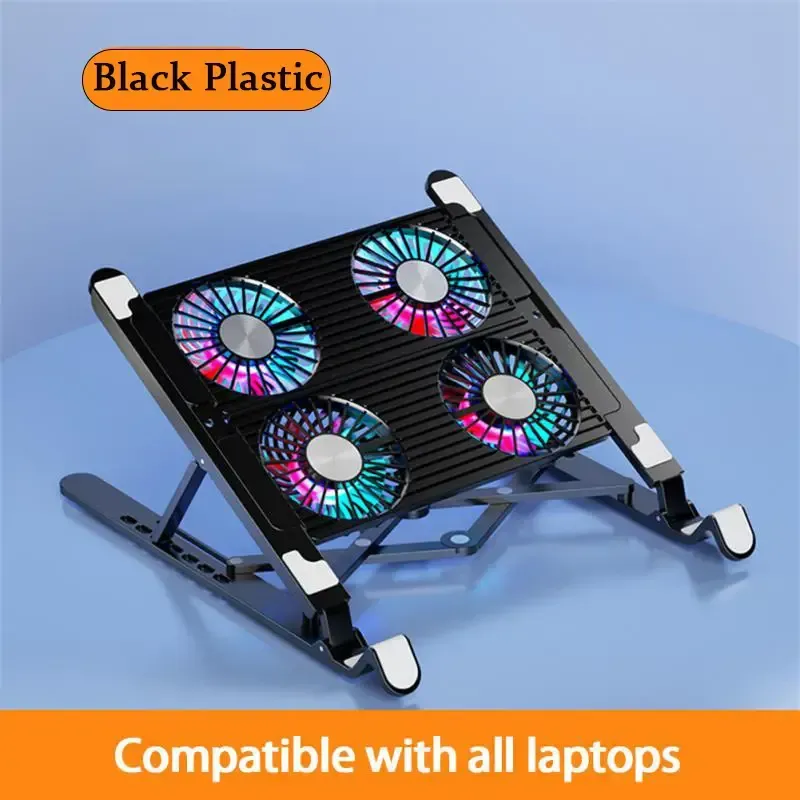 Portable Laptop Cooling Pad - Compact Foldable Design with High-Performance Radiator, Silent Fan, and Adjustable Bracket - Universally Compatible with Macbook, Tablet, and Notebook, Ergonomic Stand, and Space-Saving Table Design for Enhanced Productivity
