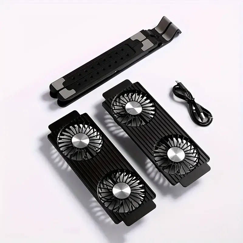 Portable Laptop Cooling Pad - Compact Foldable Design with High-Performance Radiator, Silent Fan, and Adjustable Bracket - Universally Compatible with Macbook, Tablet, and Notebook, Ergonomic Stand, and Space-Saving Table Design for Enhanced Productivity