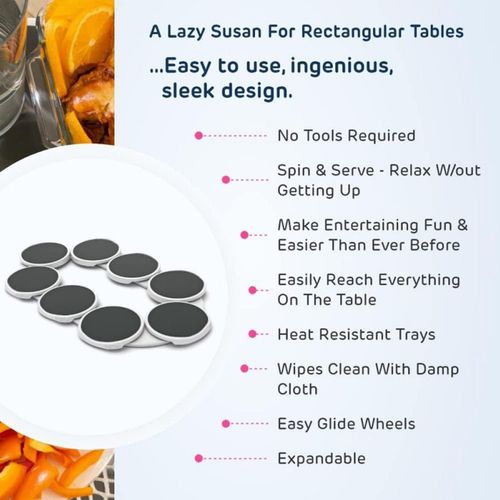 Lazy Susan Turntable, 360 Degree Rotation Turntable Rack Pantry Organization Expandable Kitchen Countertop Turntable Lazy Susan Organizers for Rectangular and Oblong Tables