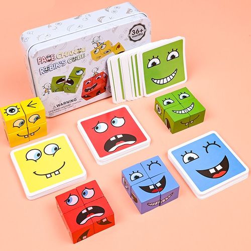🎁2024 Parent-child Interactive Games Face-Changing Magic Cube Building Blocks