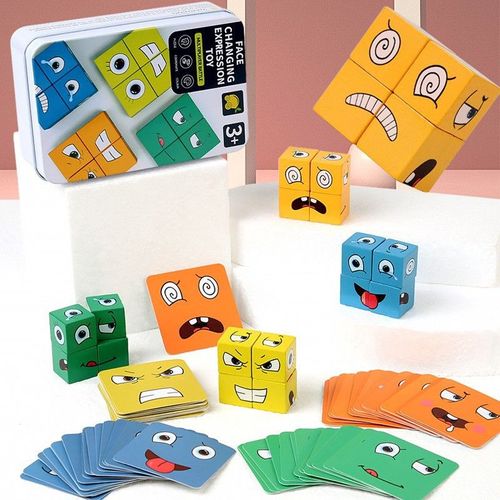 🎁2024 Parent-child Interactive Games Face-Changing Magic Cube Building Blocks