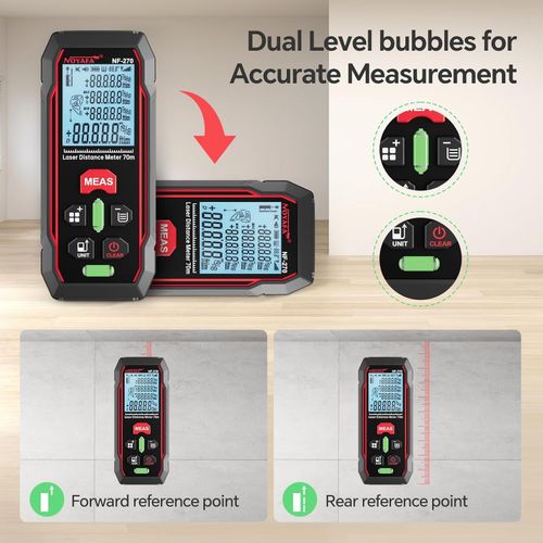 70m laser distance meter with bubble level distance measuring tool digital ruler