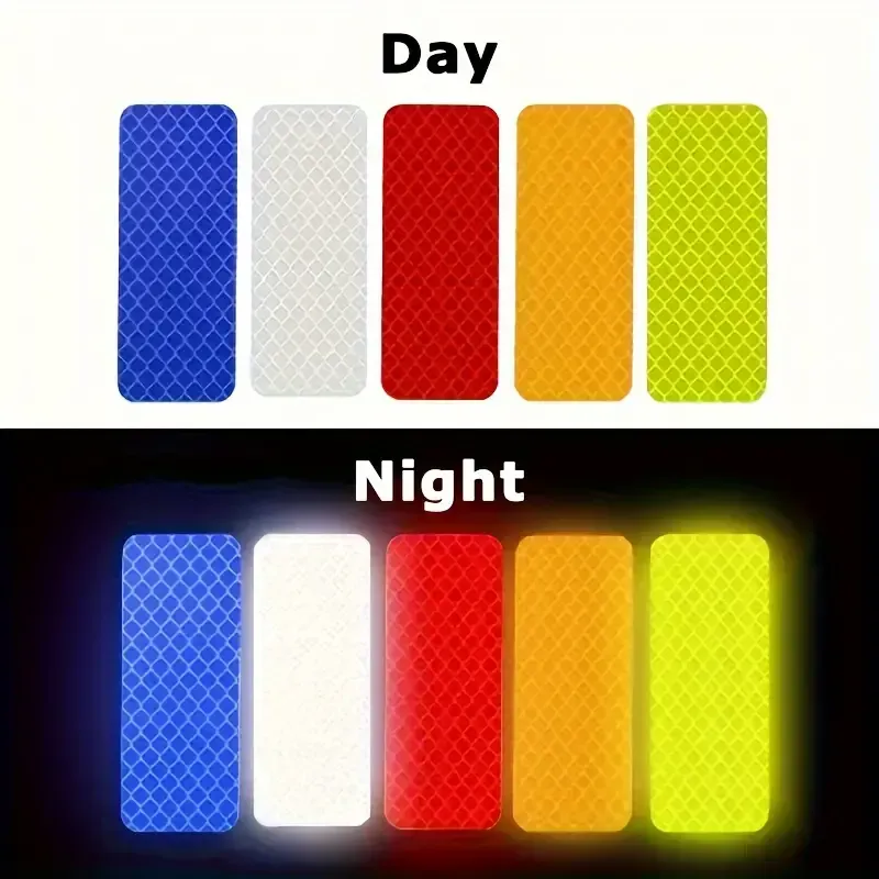 Warning Reflective Stickers Safety Reflective Tape Night Visibility Waterproof,Adhesive Stickers for Vehicles, Motorcycles, Bicycles, 3 x 8 cm(5 Color 50 Pieces)