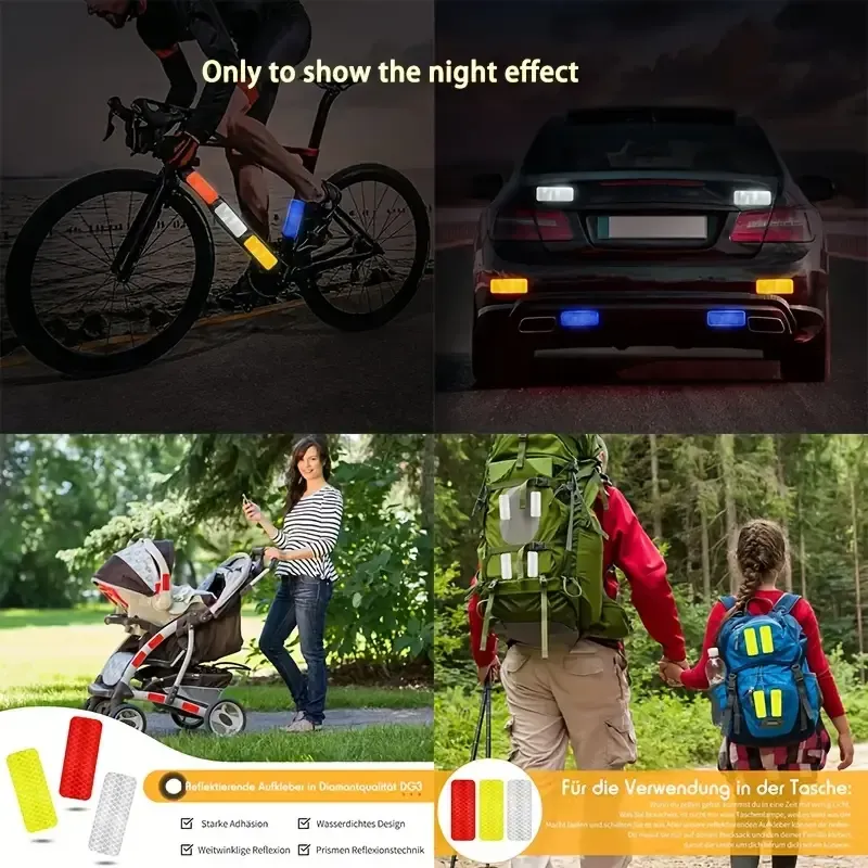 Warning Reflective Stickers Safety Reflective Tape Night Visibility Waterproof,Adhesive Stickers for Vehicles, Motorcycles, Bicycles, 3 x 8 cm(5 Color 50 Pieces)