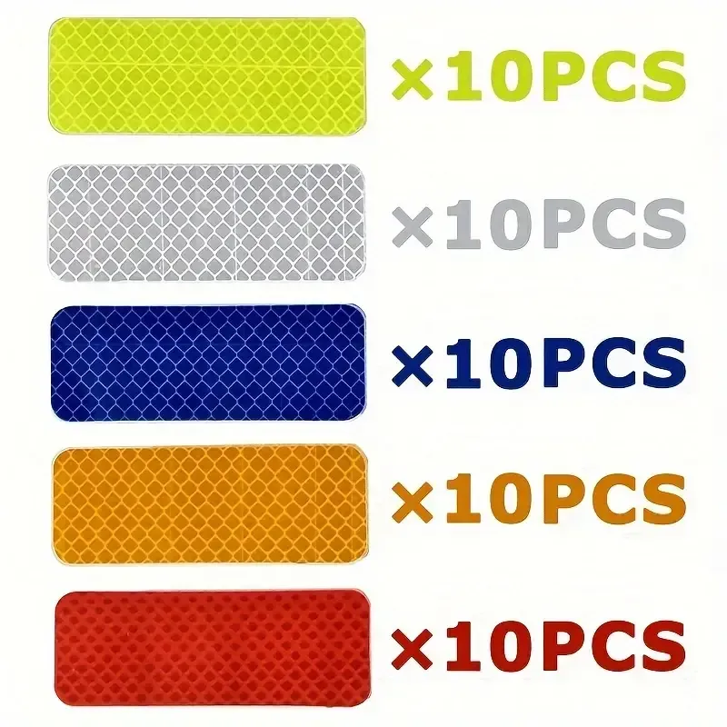 Warning Reflective Stickers Safety Reflective Tape Night Visibility Waterproof,Adhesive Stickers for Vehicles, Motorcycles, Bicycles, 3 x 8 cm(5 Color 50 Pieces)