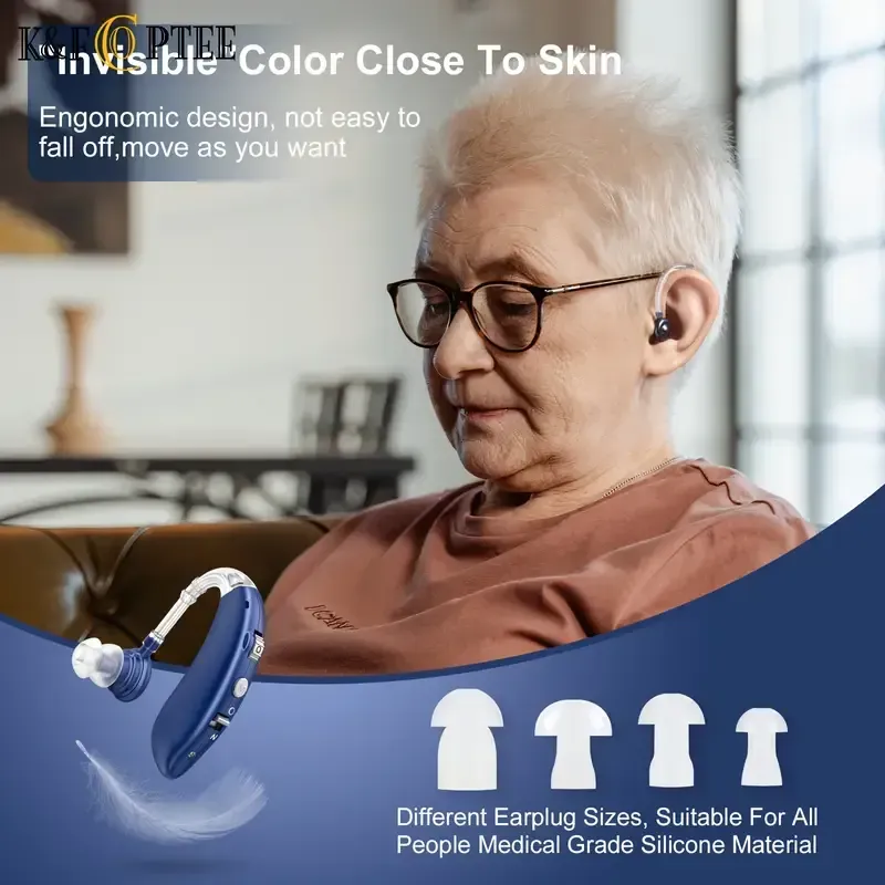 Behind-the-ear Bluetooth hearing aid rechargeable amplified sound amplifier Hearing aid