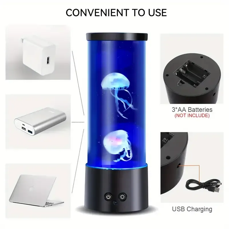 Colorful LED large jellyfish water lamp aquarium simulation home decoration table lamp atmosphere night light