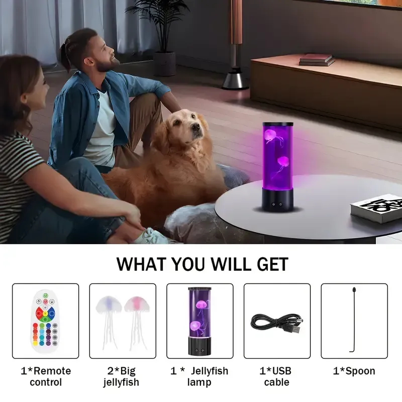 Colorful LED large jellyfish water lamp aquarium simulation home decoration table lamp atmosphere night light