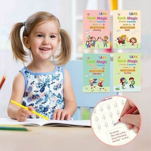 4 Learning books for writing and drawing with pencil