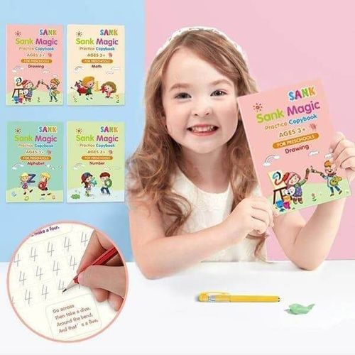 4 Learning books for writing and drawing with pencil