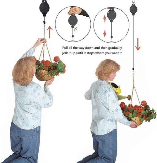 2 Pcs Plant Pulley Set For Garden Baskets Pots