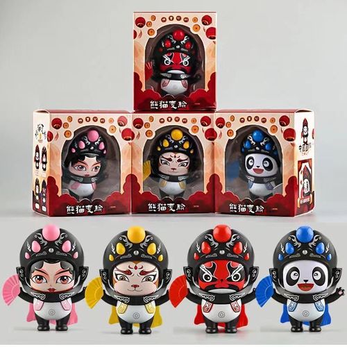 Chinese Face Changing Dolls Sichuan Opera Panda's Face Changes Toy Crafts Gifts 2PCS