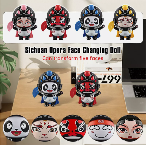 Chinese Face Changing Dolls Sichuan Opera Panda's Face Changes Toy Crafts Gifts 2PCS