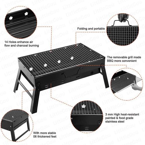 PFolding Charcoal Grill BBQ Tool Fold Stand Outdoor Grill For Camping Supplies Barbecue Cooking Tools