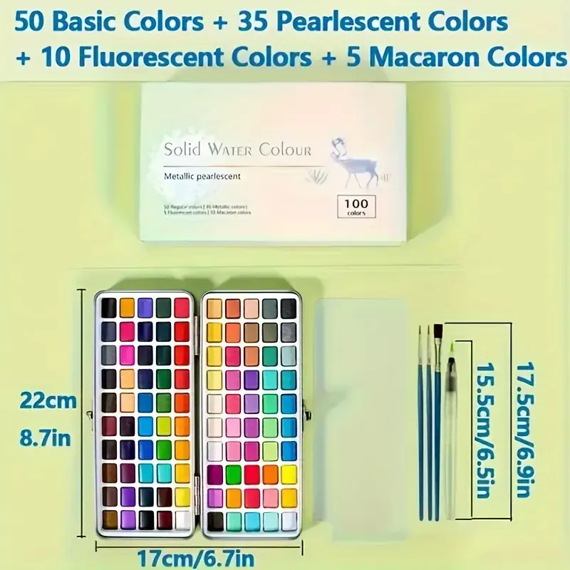 100 Colors Solid Watercolor Paint Set